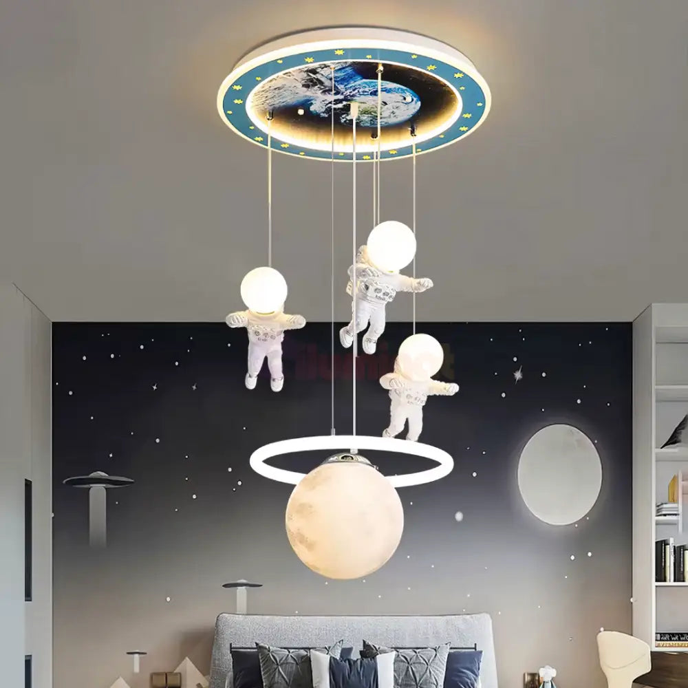 Lustra LED 100W Astro Friends Telecomanda 5315 ALBASTRU ALB / 50CM / KIDS Lighting Fixtures