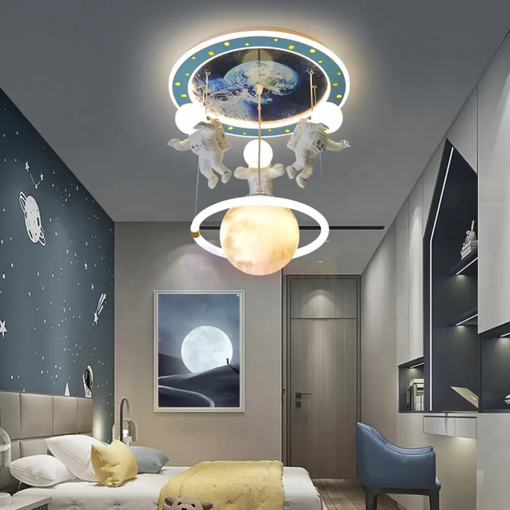 Lustra LED 100W Astro Friends Telecomanda 5315 ALBASTRU ALB / 50CM / KIDS Lighting Fixtures