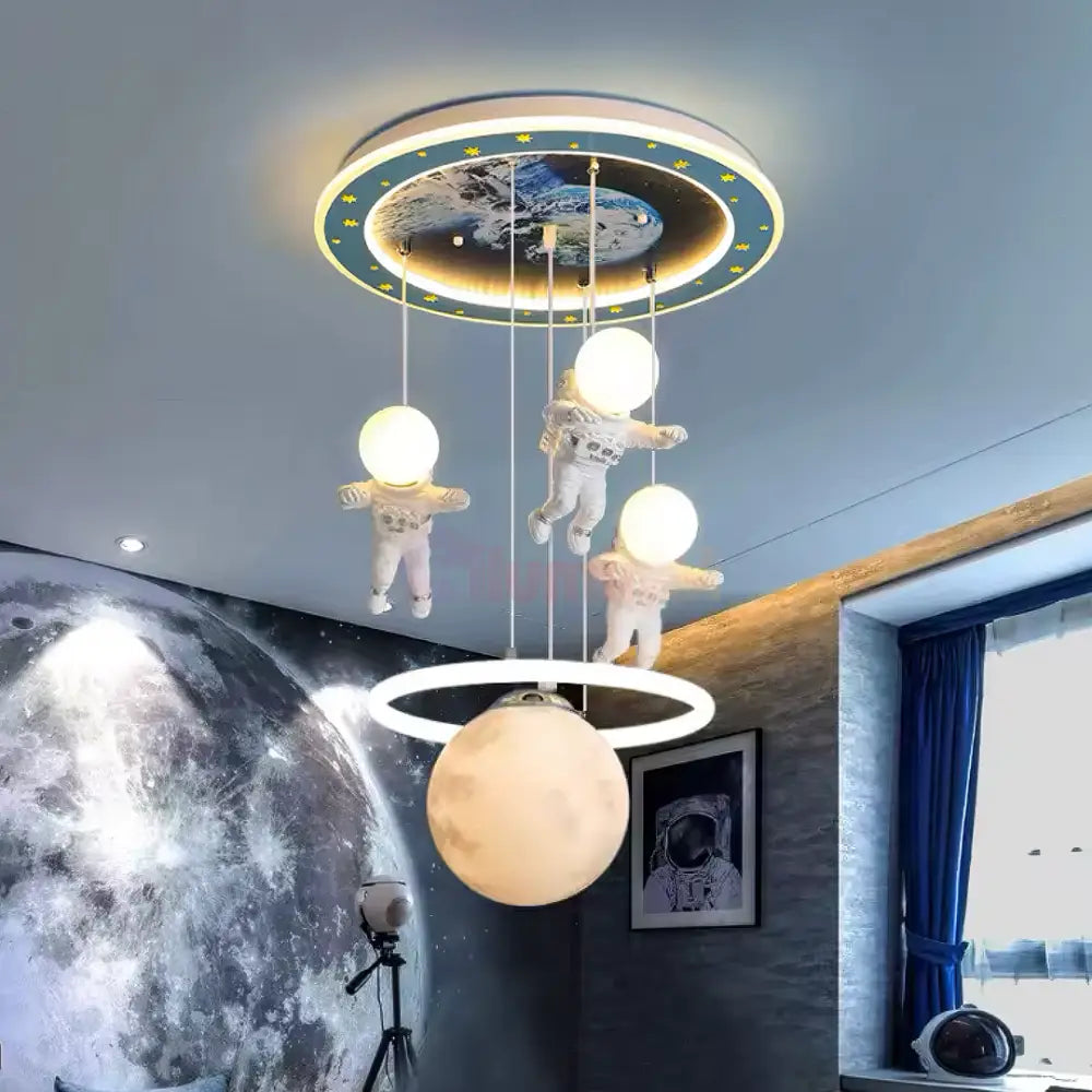 Lustra LED 100W Astro Friends Telecomanda 5315 ALBASTRU ALB / 50CM / KIDS Lighting Fixtures