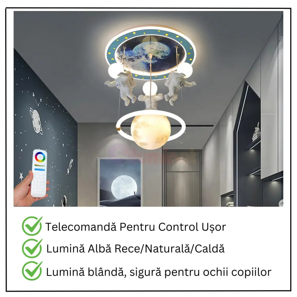 Lustra LED 100W Astro Friends Telecomanda 5315 ALBASTRU ALB / 50CM / KIDS Lighting Fixtures
