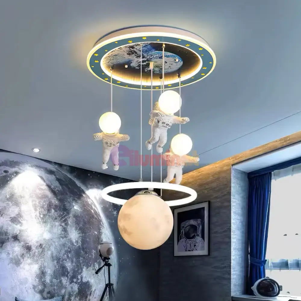 Lustra LED 100W Astro Friends Telecomanda 5315 ALBASTRU ALB / 50CM / KIDS Lighting Fixtures