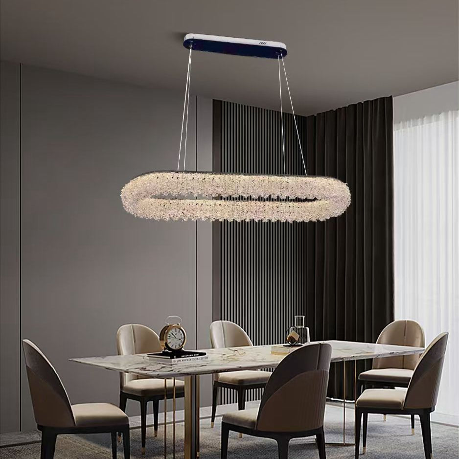 Lustra LED Suspendata 100W Chrome Crystal Sponge 80x30cm CRISTAL / AURIE Ceiling Light Fixtures