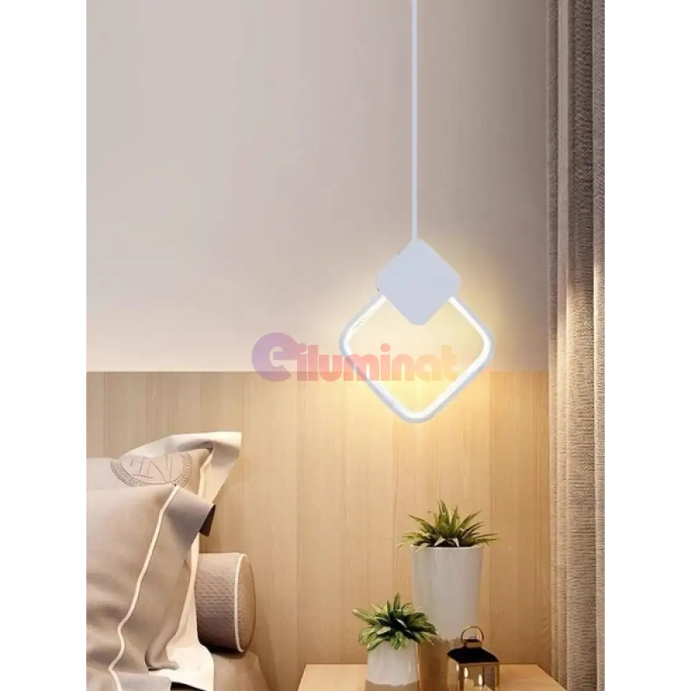 Lustra Led Suspendata 24W Diamond 3 Functii Suspendate / Alba 22Cm Led Ceiling Light