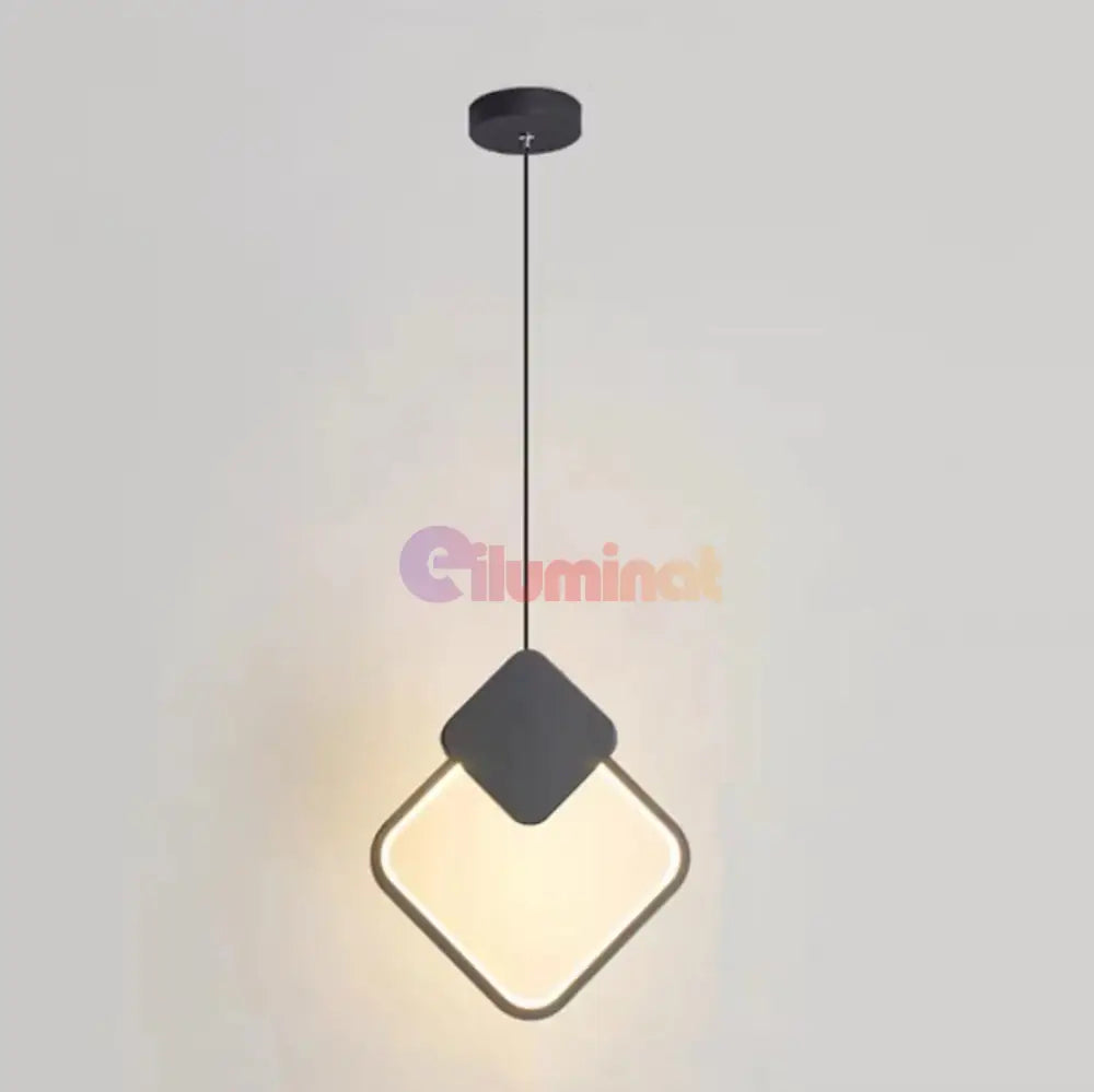 Lustra Led Suspendata 24W Diamond 3 Functii Suspendate / Neagra 22Cm Led Ceiling Light