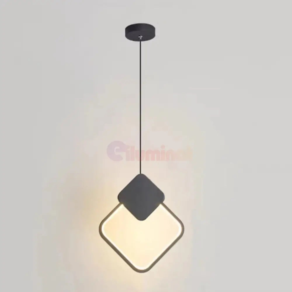 Lustra Led Suspendata 24W Diamond 3 Functii Suspendate / Neagra 22Cm Led Ceiling Light