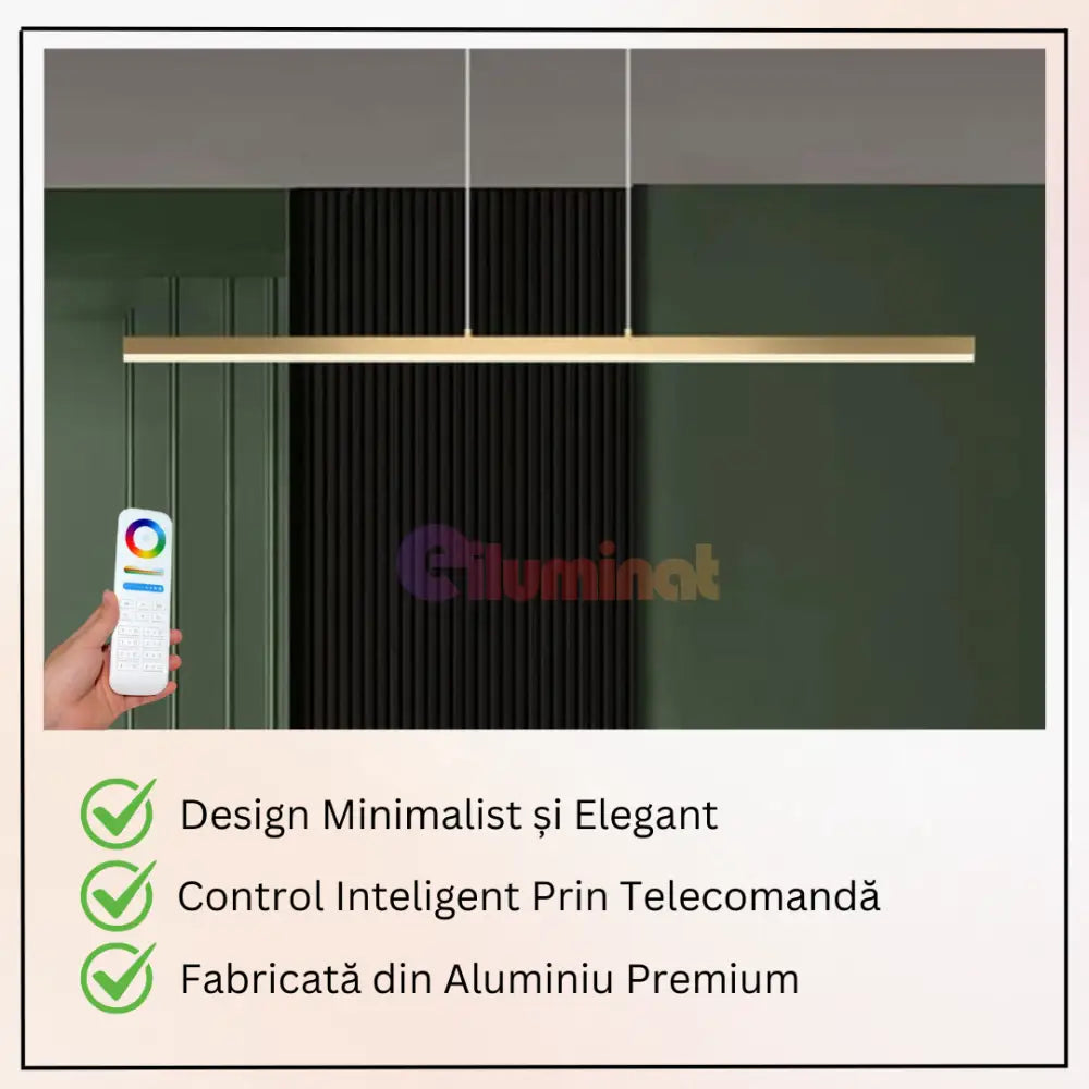 Lustra LED 36W OFFICE Suspendata Gold cu Telecomanda SE-P1936-100 GD AURIE / SUSPENDATE Lighting Fixtures