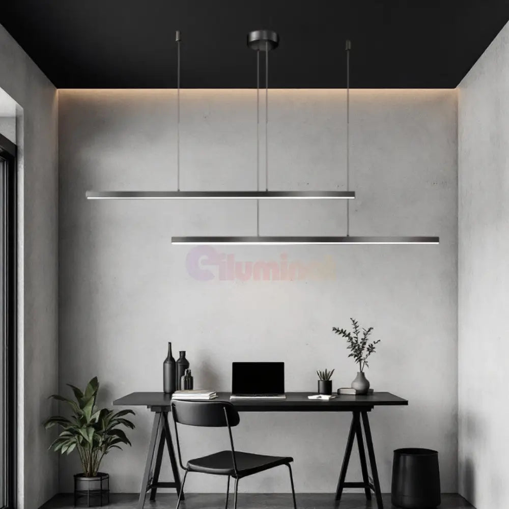 Lustra LED 72W OFFICE Suspendata Black cu Telecomanda P1936-90 BK NEAGRA / SUSPENDATE Lighting Fixtures