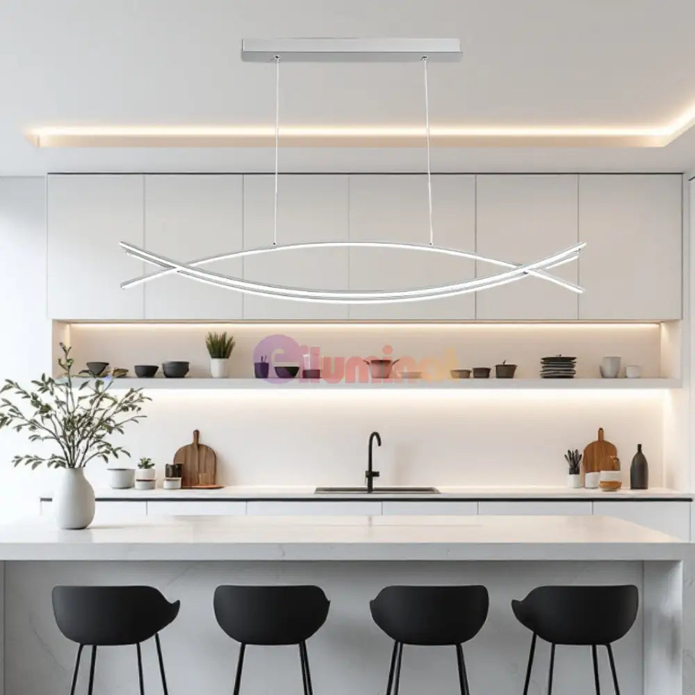 Lustra LED 80W OFFICE Suspendata WHITE cu Telecomanda WHITE / 120CM / SUSPENDATE Lighting Fixtures