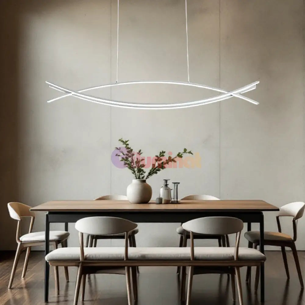 Lustra LED 80W OFFICE Suspendata WHITE cu Telecomanda WHITE / 120CM / SUSPENDATE Lighting Fixtures