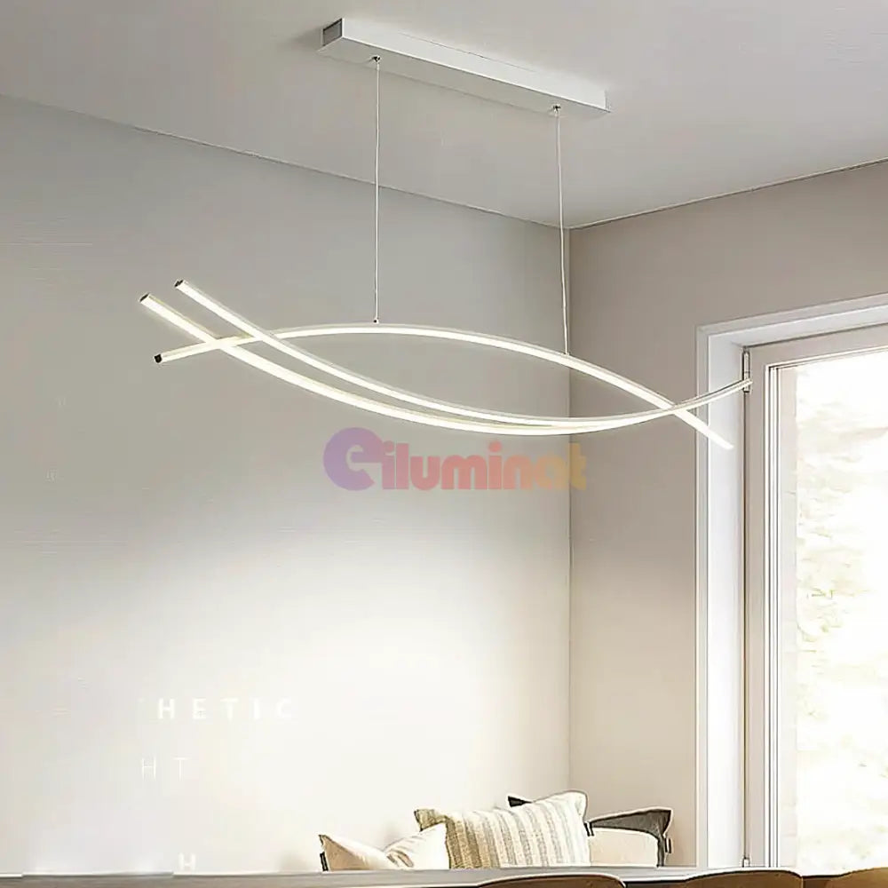Lustra LED 80W OFFICE Suspendata WHITE cu Telecomanda WHITE / 120CM / SUSPENDATE Lighting Fixtures