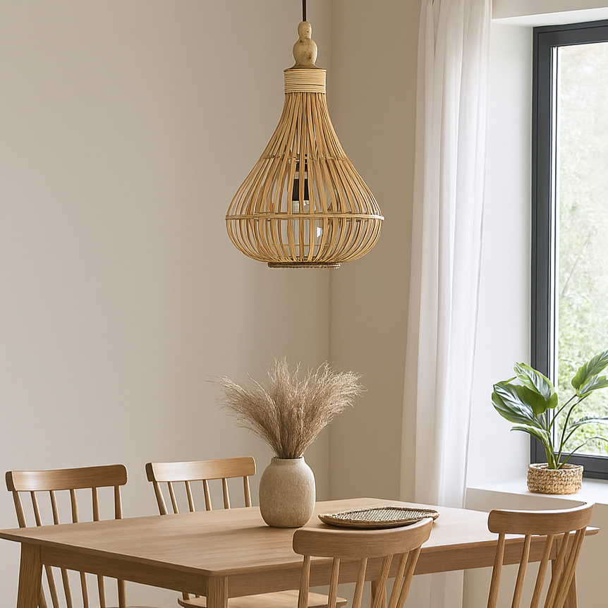 Lustra LED Suspendata AMSFIELD Wood Style EGLO 49772 LEMN / SUSPENDATE Lighting Fixtures