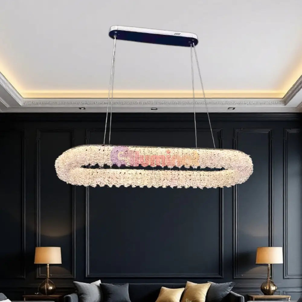 Lustra LED Suspendata 100W Chrome Crystal Sponge 80x30cm CRISTAL / AURIE Ceiling Light Fixtures