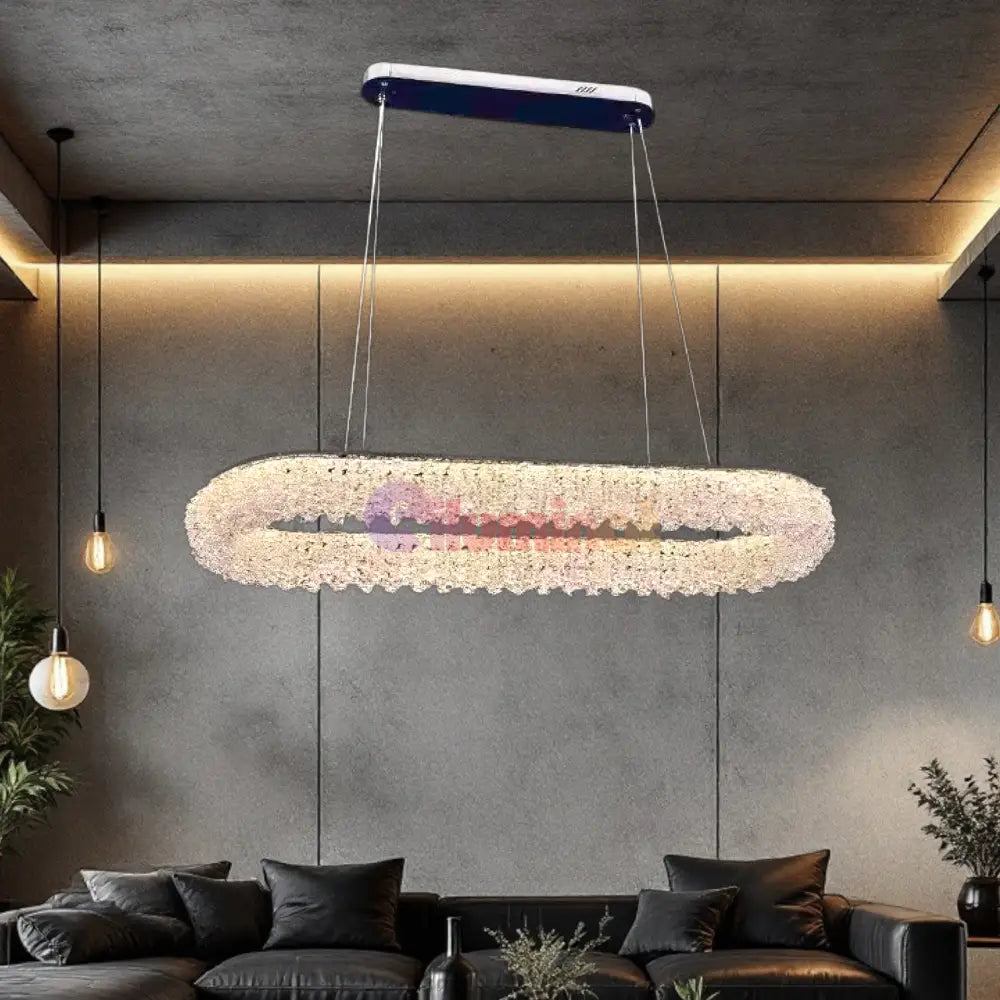 Lustra LED Suspendata 100W Chrome Crystal Sponge 80x30cm CRISTAL / AURIE Ceiling Light Fixtures