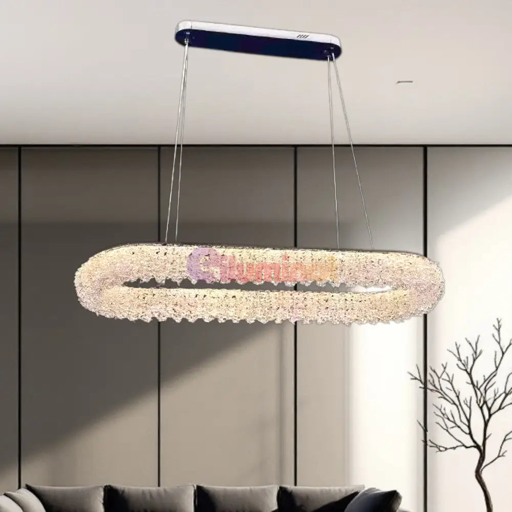 Lustra LED Suspendata 100W Chrome Crystal Sponge 80x30cm CRISTAL / AURIE Ceiling Light Fixtures