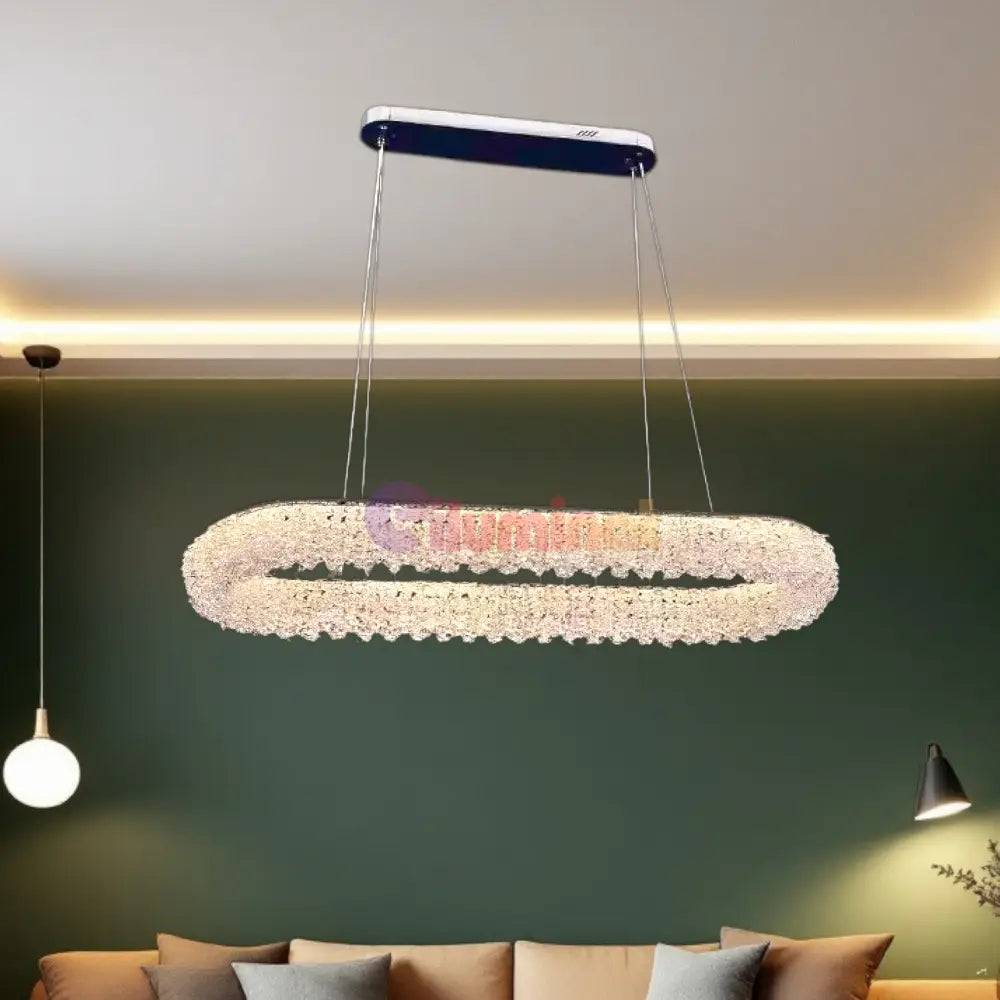 Lustra LED Suspendata 100W Chrome Crystal Sponge 80x30cm CRISTAL / AURIE Ceiling Light Fixtures