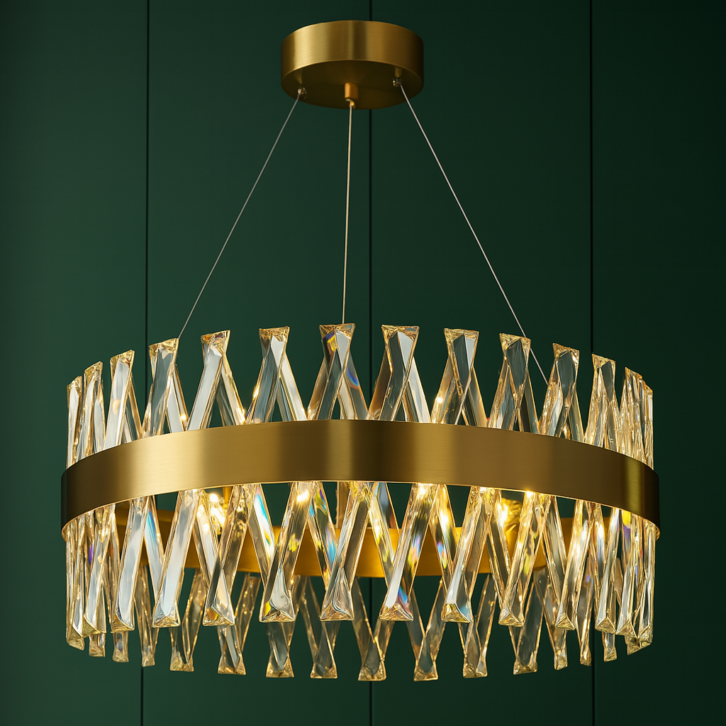 Lustra LED Suspendata Bijoux Gold Cristal Telecomanda 40CM AURIE / CRISTAL Chandeliers Crystal