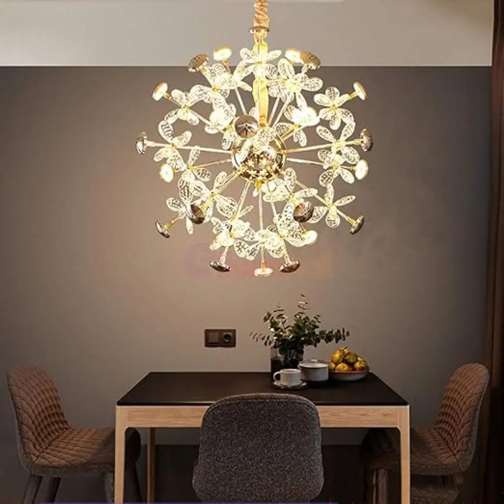 Lustra LED Suspendata Cristal Butterfly Gold Echivalent 450W AURIE / 50CM / CRISTAL Lighting Fixtures