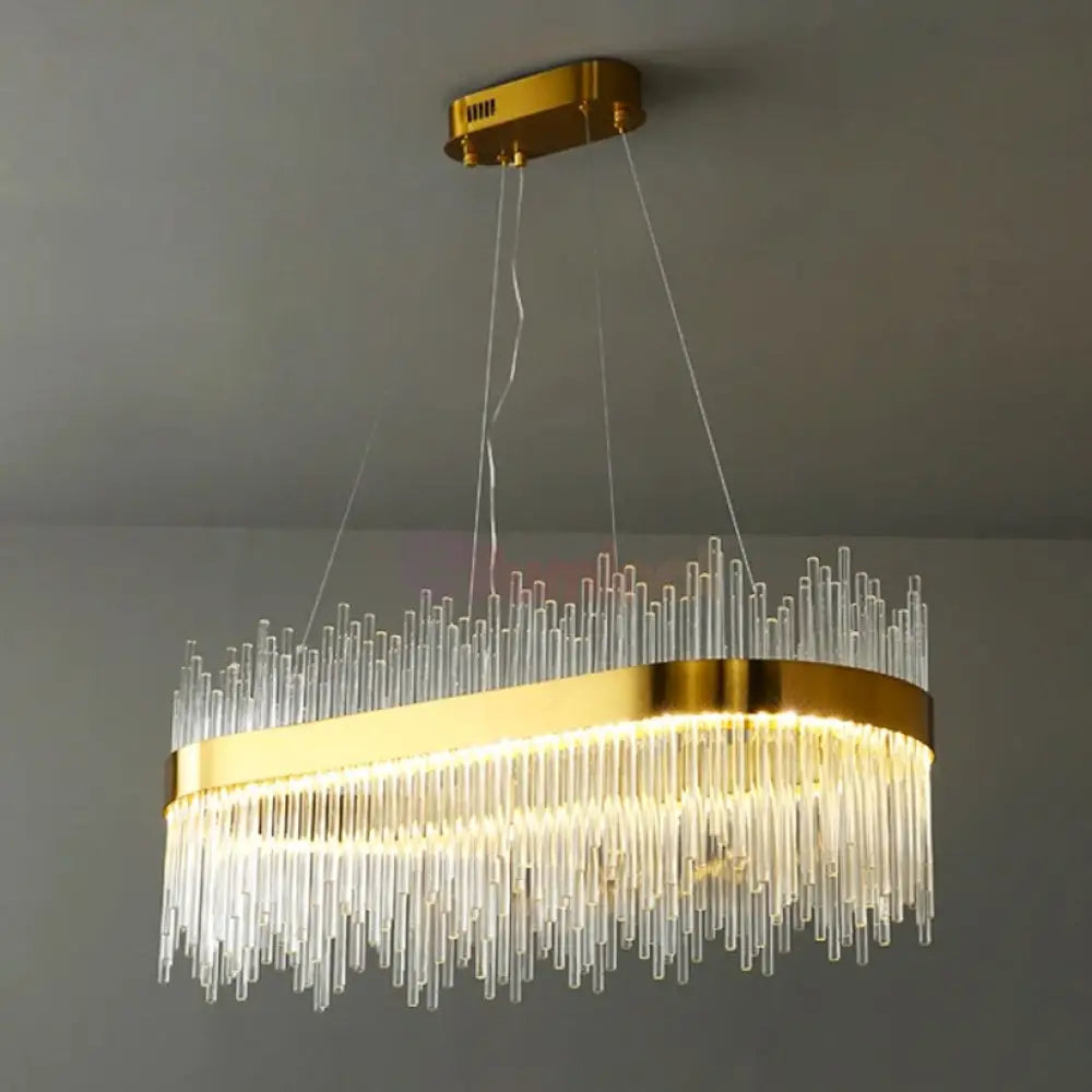 Lustra Led Suspendata Crown Gold Cristal 80X30Cm Echivalent 600W Telecomanda Chandeliers Crystal