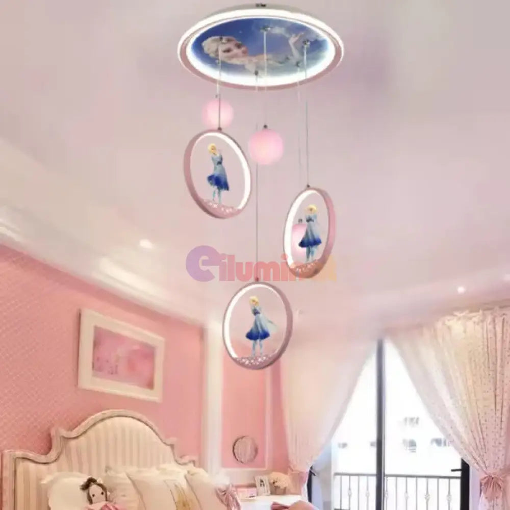 Lustra LED Suspendata ELSA Echivalent 400W Telecomanda ROZ / KIDS Lighting Fixtures