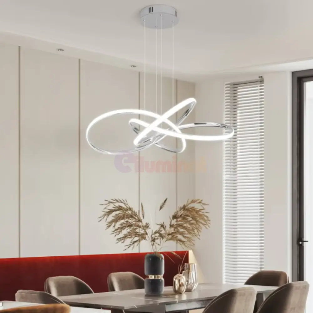 Lustra Led Suspendata Eternity Chrome Echivalent 800W Telecomanda Lighting Fixtures