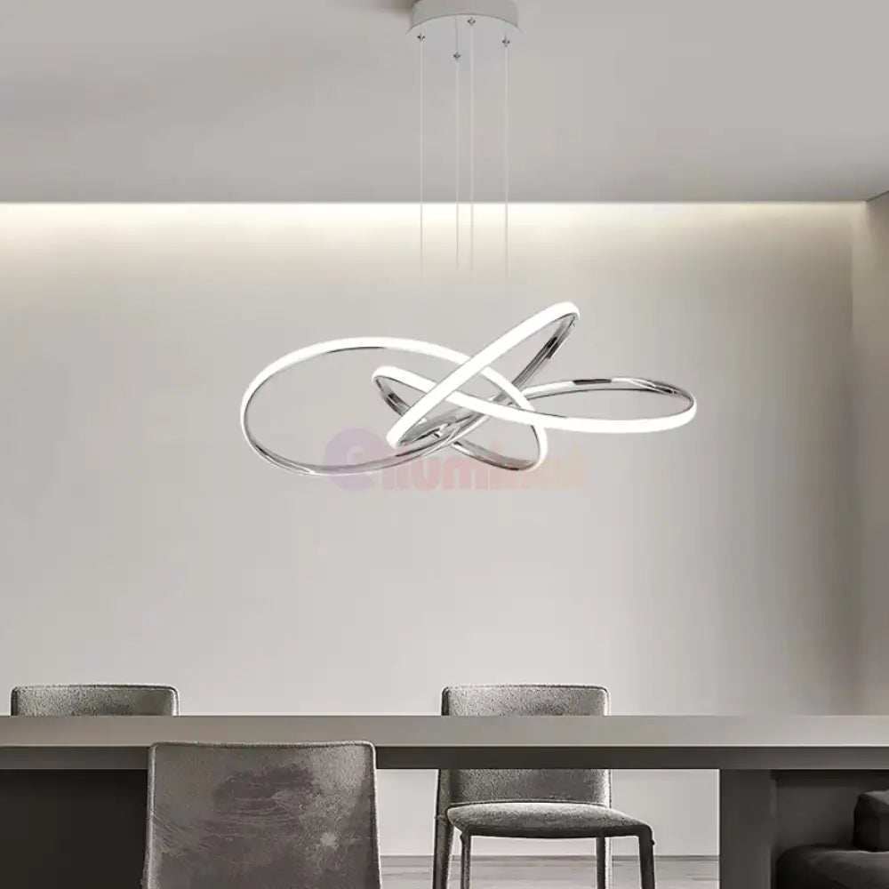 Lustra Led Suspendata Eternity Chrome Echivalent 800W Telecomanda Lighting Fixtures