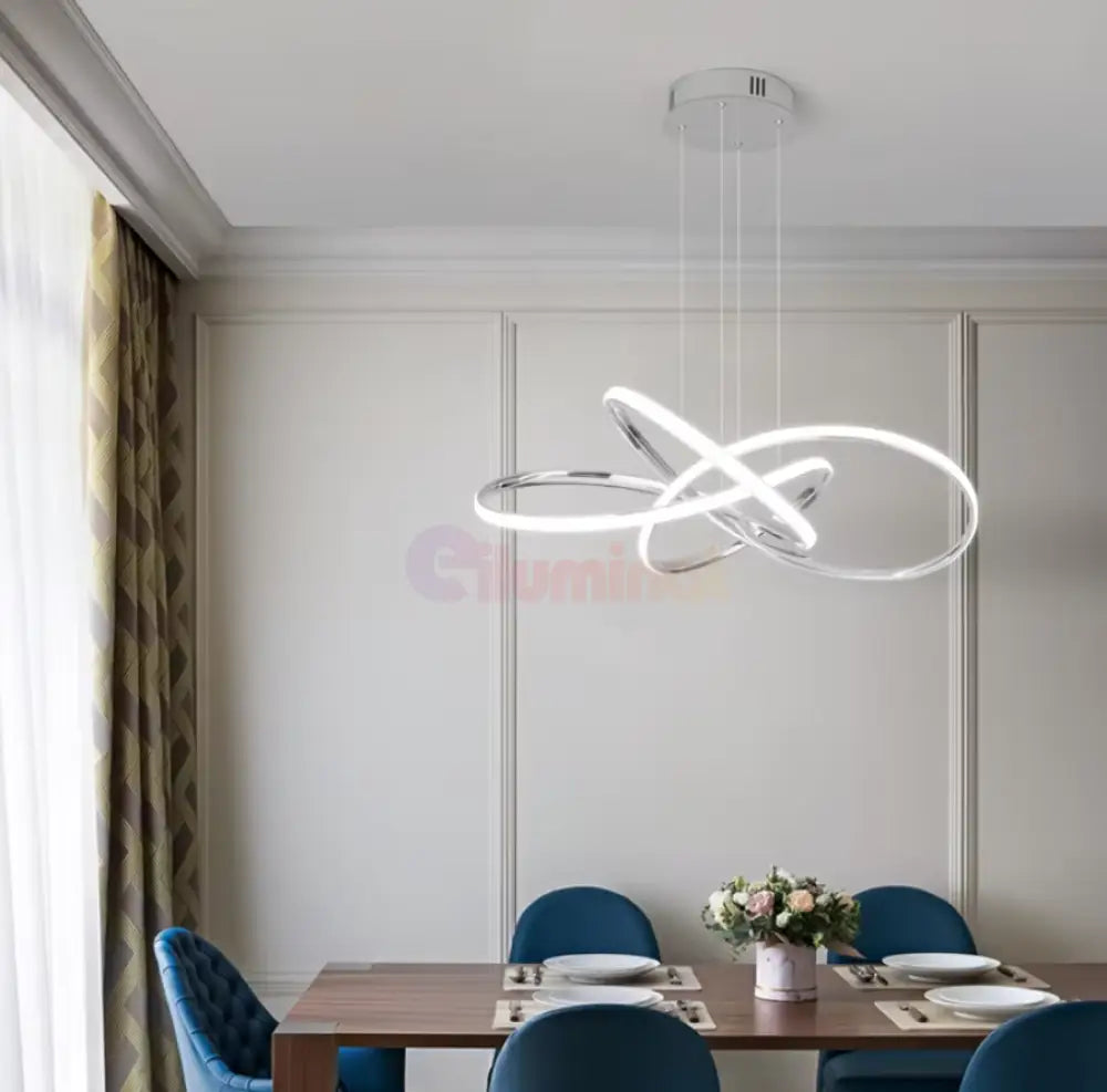 Lustra Led Suspendata Eternity Chrome Echivalent 800W Telecomanda Lighting Fixtures