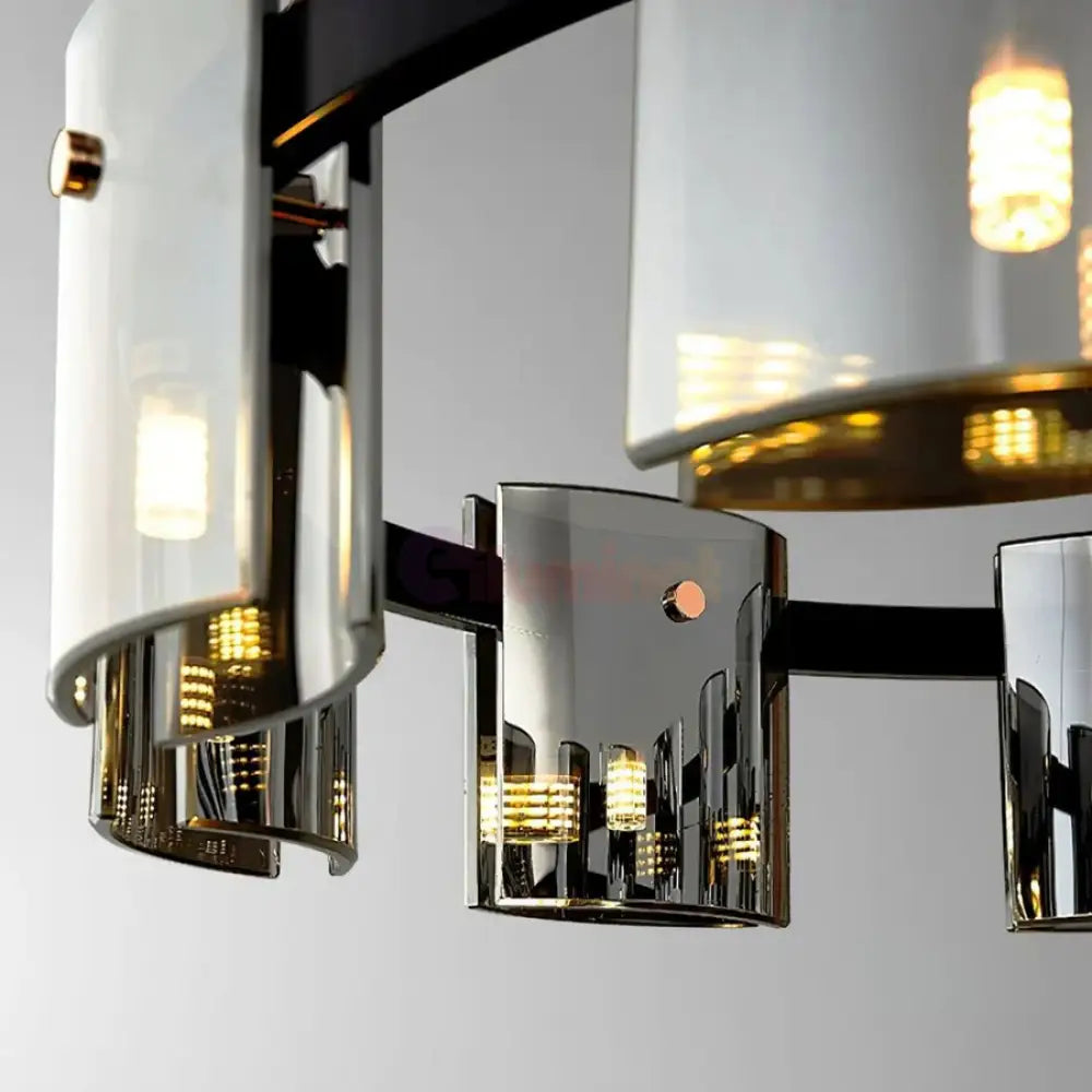 Lustra LED G9X6 Modern Black Glass NEAGRA / SUSPENDATE Lighting Fixtures