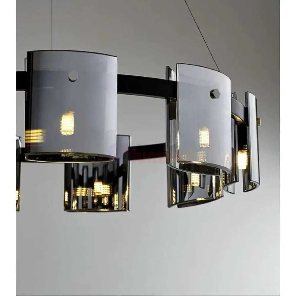 Lustra LED G9X6 Modern Black Glass NEAGRA / SUSPENDATE Lighting Fixtures