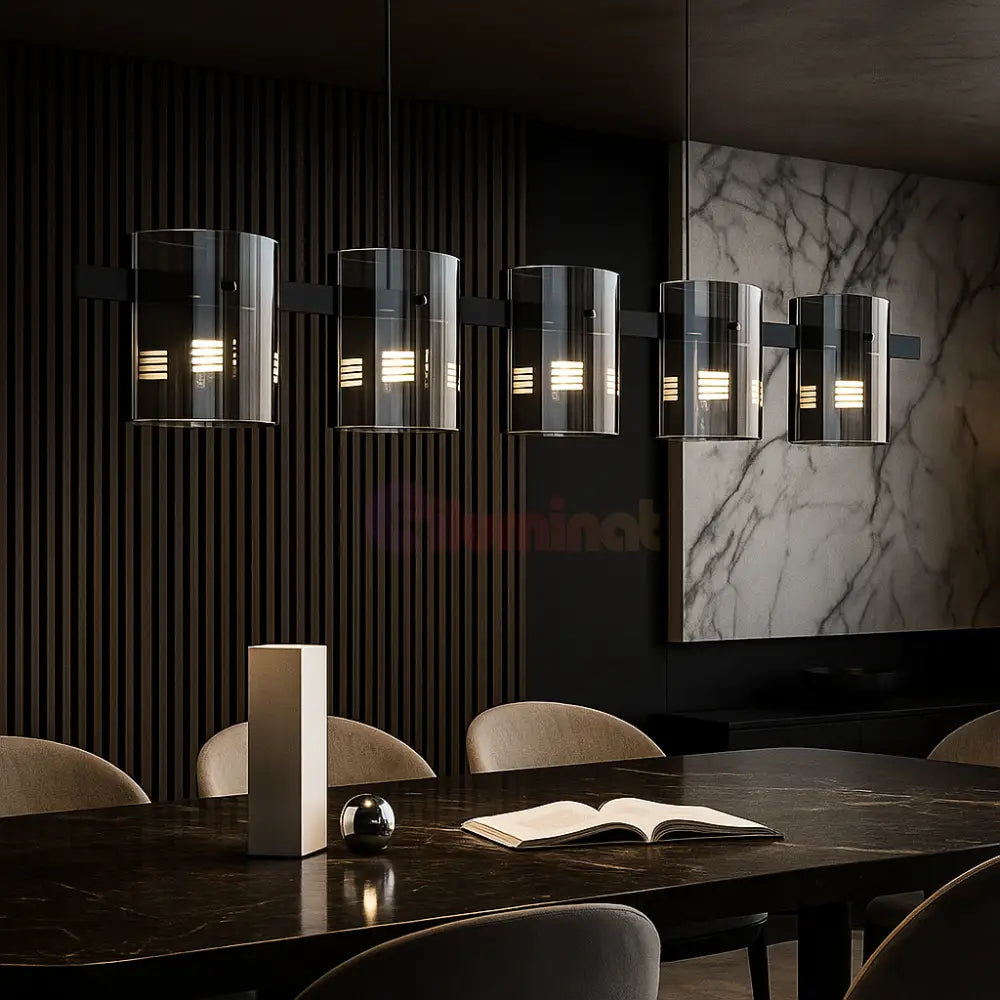 Lustra LED Suspendata Faye G9x5 Modern Black Glass NEAGRA / SUSPENDATE Lighting Fixtures