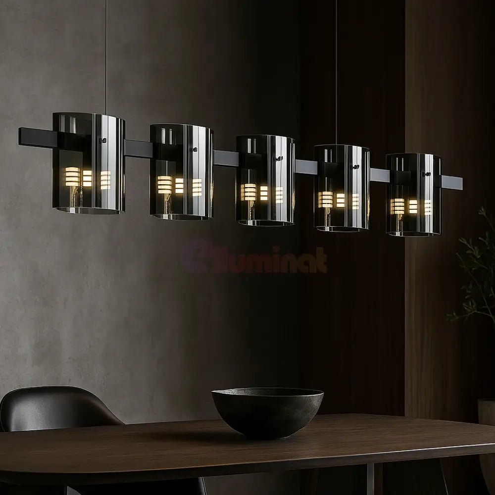 Lustra LED Suspendata Faye G9x5 Modern Black Glass NEAGRA / SUSPENDATE Lighting Fixtures