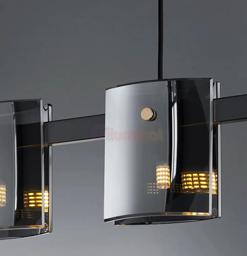 Lustra LED Suspendata Faye G9x5 Modern Black Glass NEAGRA / SUSPENDATE Lighting Fixtures