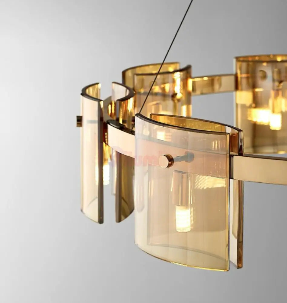 Lustra LED Suspendata Faye G9X6 Modern Gold Glass AURIE / SUSPENDATA Chandeliers Crystal