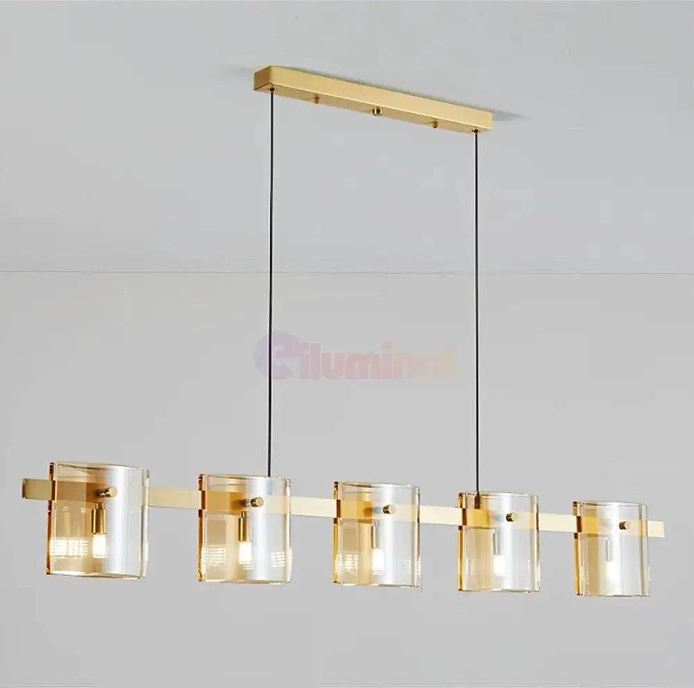 Lustra LED Suspendata Faye G9x5 Modern Gold Glass AURIE / SUSPENDATA Chandeliers Crystal