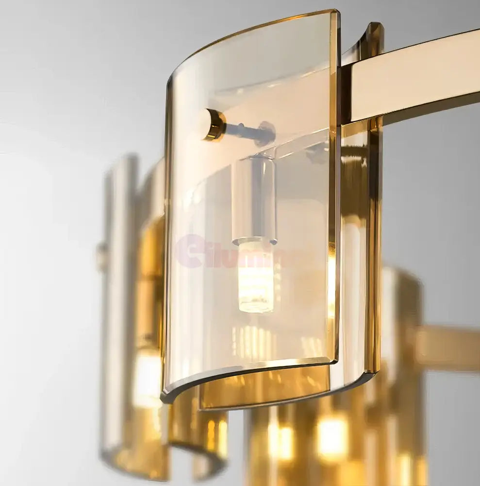 Lustra LED Suspendata Faye G9x5 Modern Gold Glass AURIE / SUSPENDATA Chandeliers Crystal