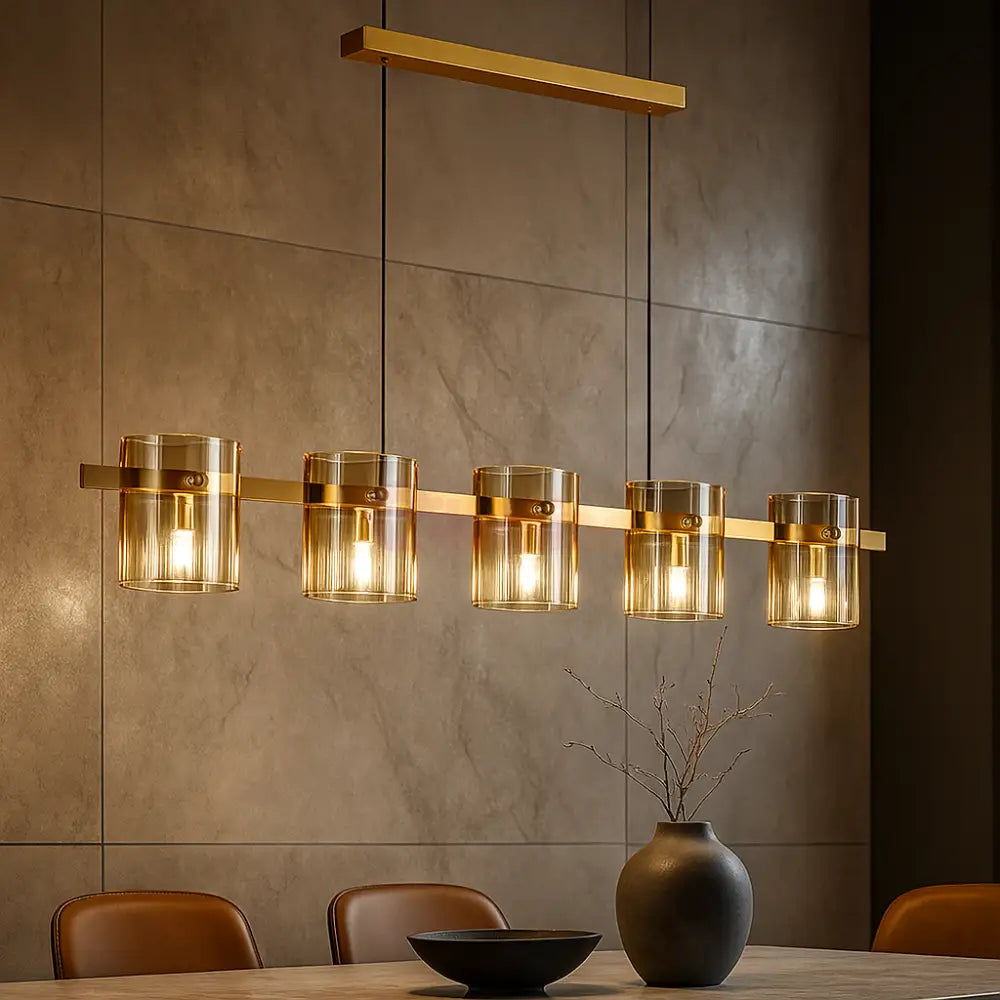 Lustra LED Suspendata Faye G9x5 Modern Gold Glass AURIE / SUSPENDATA Chandeliers Crystal