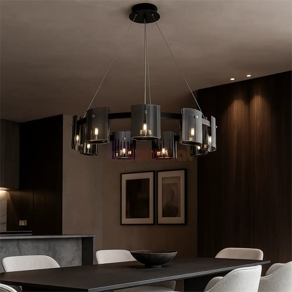 Lustra LED Suspendata Faye G9X9 Modern Black Glass NEAGRA / SUSPENDATE Lighting Fixtures