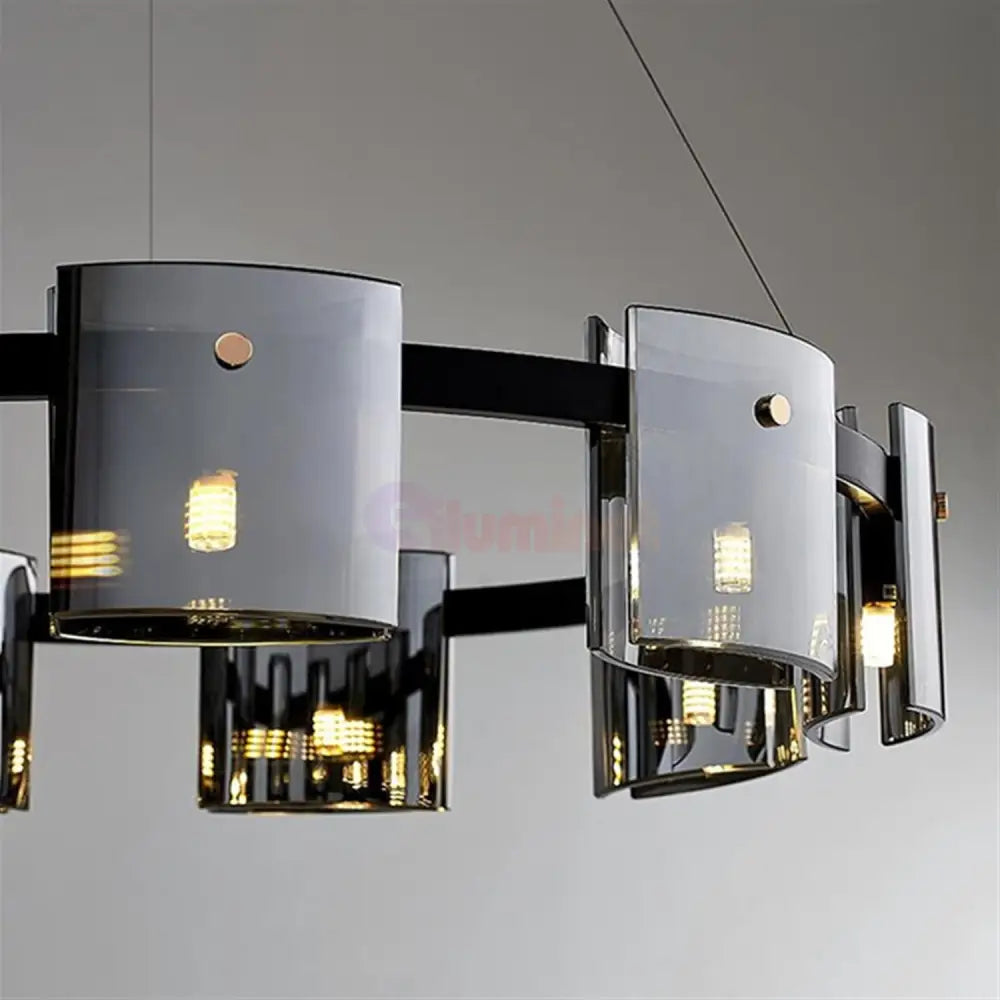 Lustra LED Suspendata Faye G9X9 Modern Black Glass NEAGRA / SUSPENDATE Lighting Fixtures