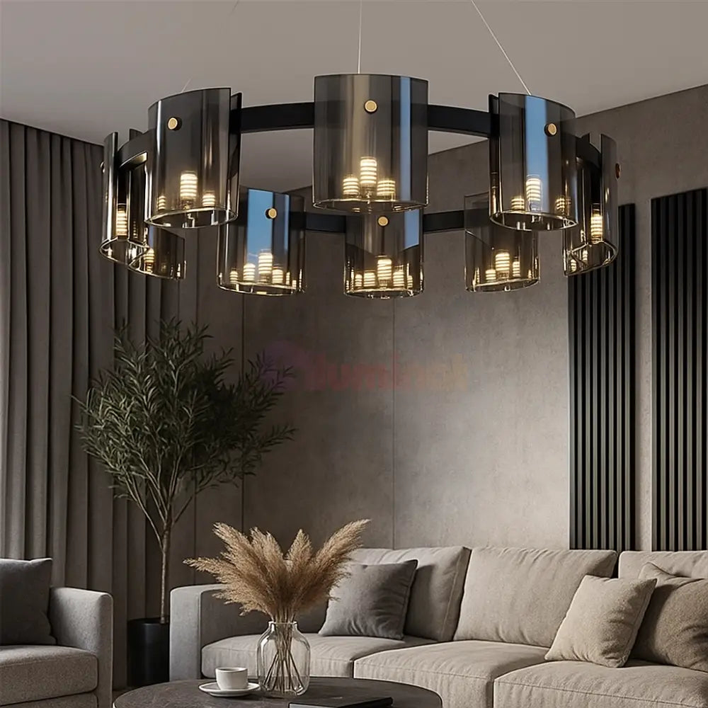 Lustra LED Suspendata Faye G9X9 Modern Black Glass NEAGRA / SUSPENDATE Lighting Fixtures