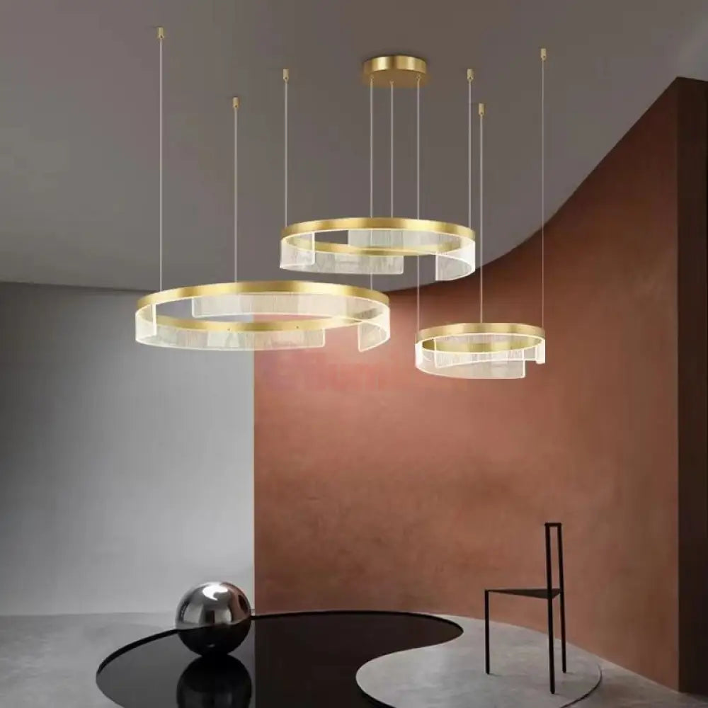 Lustra Led Suspendata Galaxy Gold 3 Segmente Mobile Echivalent 1000W Lighting Fixtures