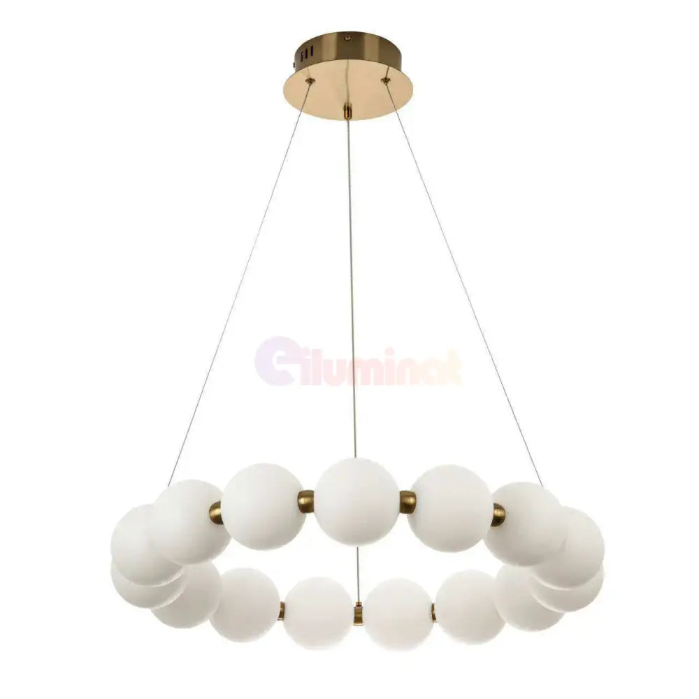 Lustra LED Suspendata Gold PEARL Echivalent 500W Telecomanda AURIE / ABAJUR Chandeliers