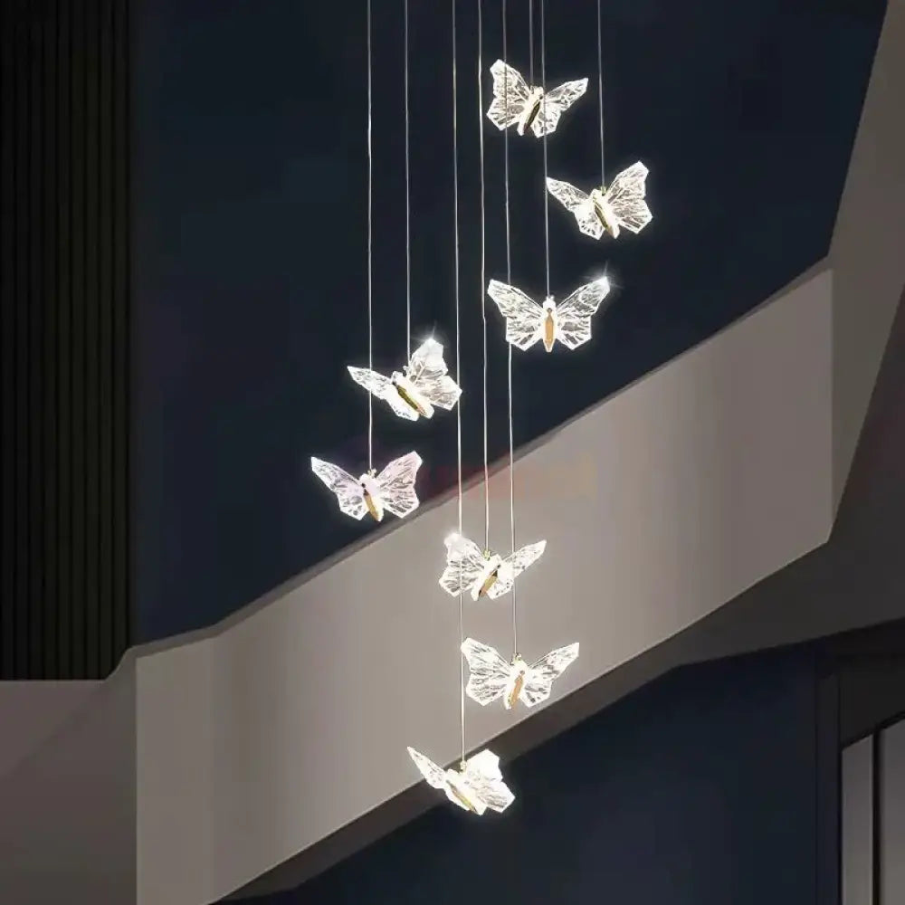 Lustra LED Suspendata Golden Butterfly 8 Elemente Echivalent 150W Telecomanda AURIE / SUSPENDATE Chandeliers