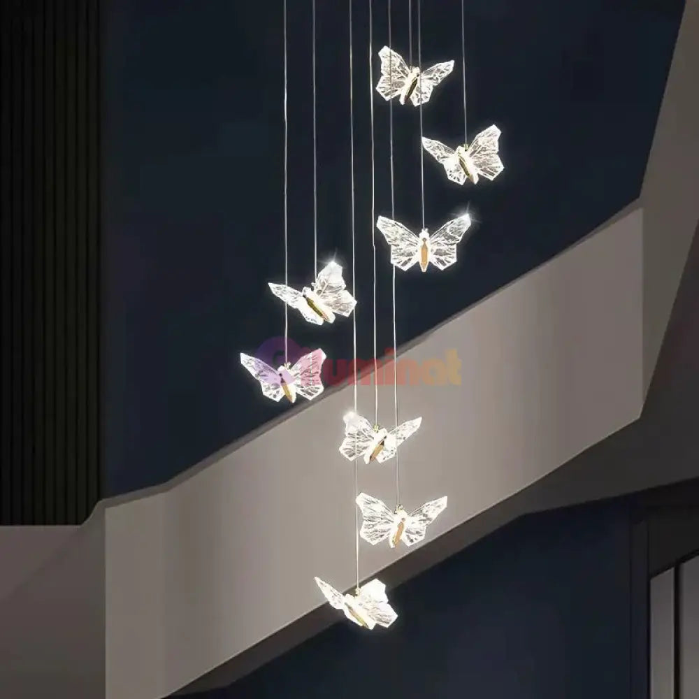Lustra LED Suspendata Golden Butterfly 8 Elemente Echivalent 150W Telecomanda AURIE / SUSPENDATE Chandeliers