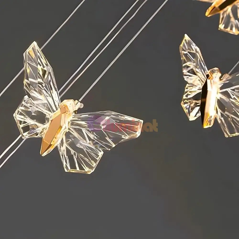Lustra LED Suspendata Golden Butterfly 8 Elemente Echivalent 150W Telecomanda AURIE / SUSPENDATE Chandeliers