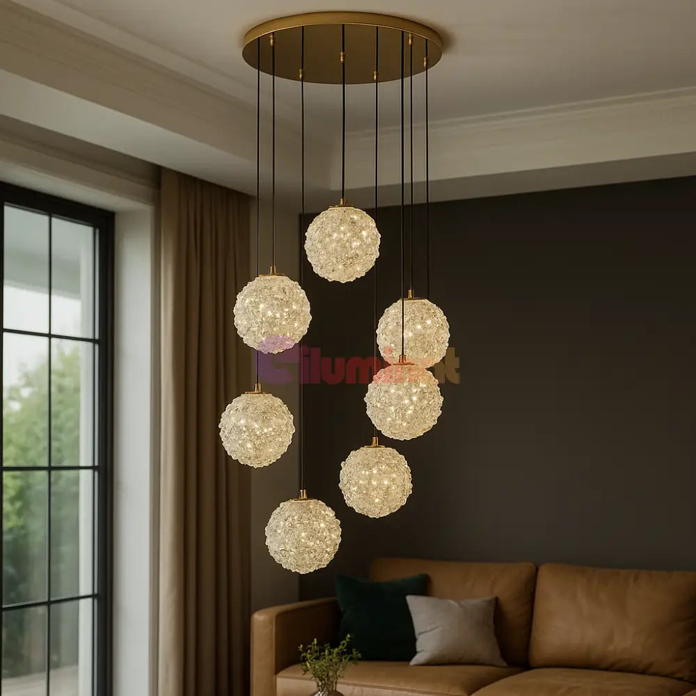 Lustra LED Suspendata Golden Sponge Deluxe 7 Elemente Echivalent 800W AURIE / SUSPENDATE Chandeliers