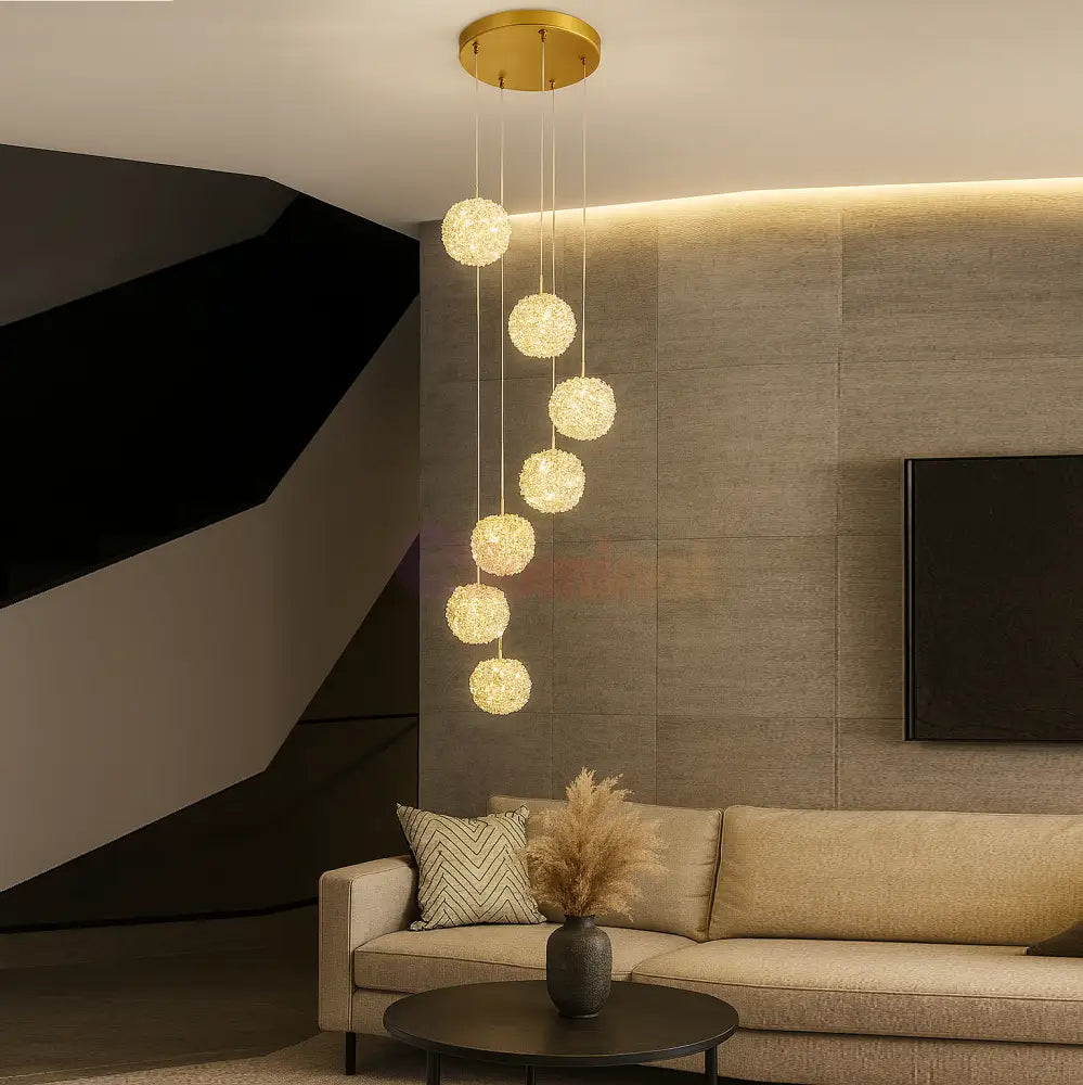 Lustra LED Suspendata Golden Sponge Deluxe 7 Elemente Echivalent 800W AURIE / SUSPENDATE Chandeliers