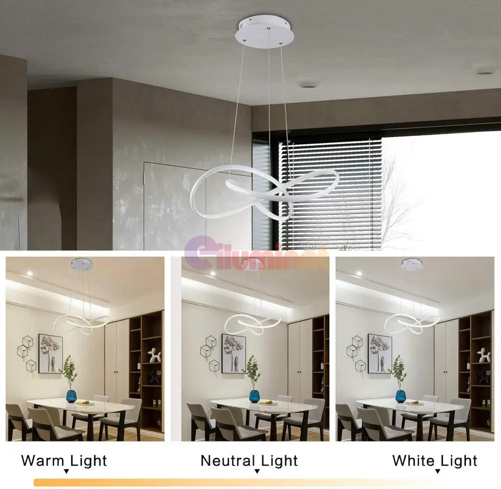 Lustra Led Suspendata Infinity Alba Telecomanda Echivalent 500W Lighting Fixtures