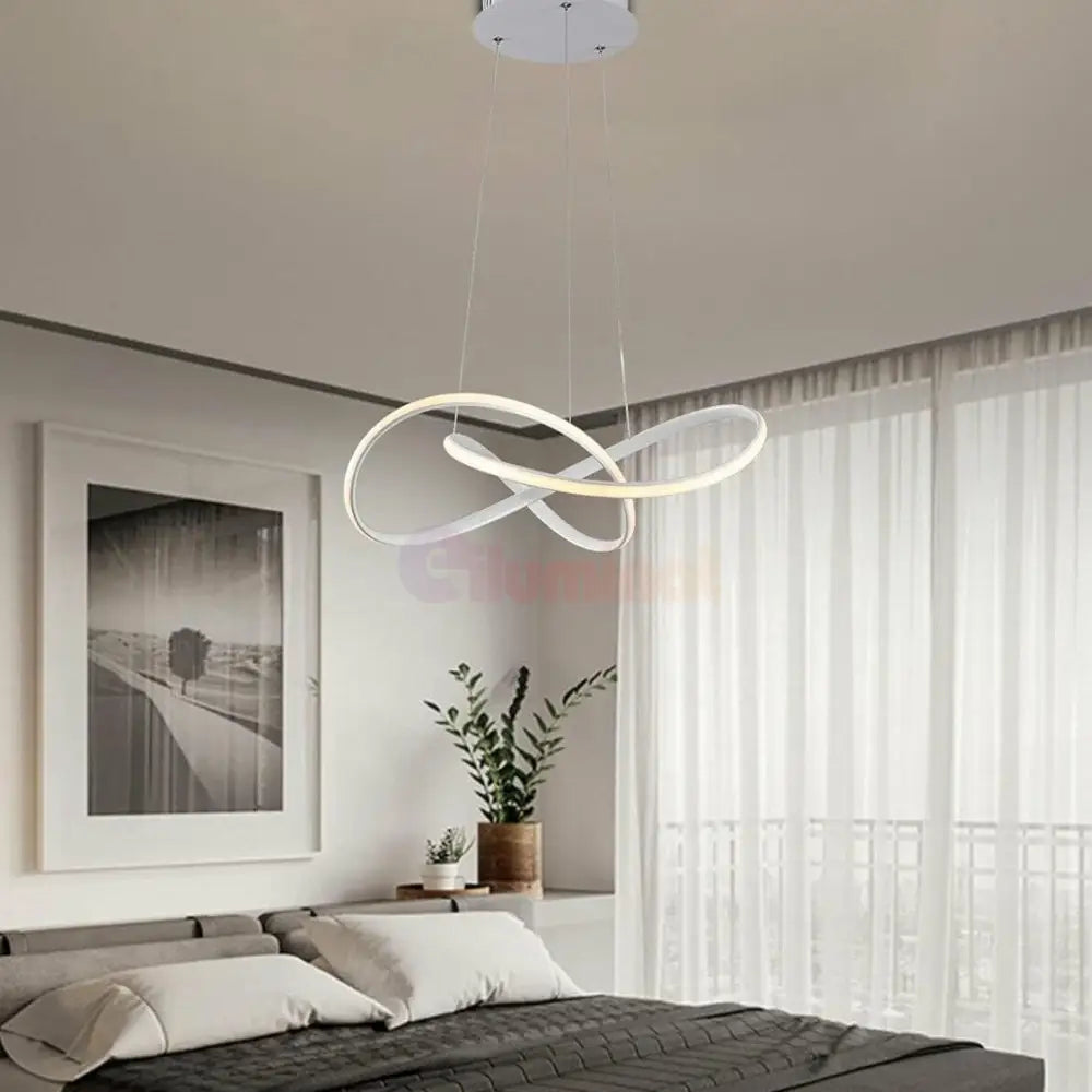 Lustra Led Suspendata Infinity Alba Telecomanda Echivalent 500W Lighting Fixtures