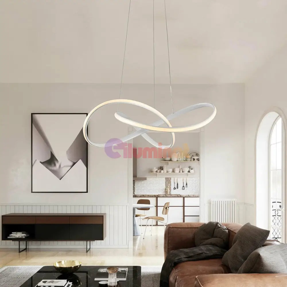 Lustra Led Suspendata Infinity Alba Telecomanda Echivalent 500W Lighting Fixtures