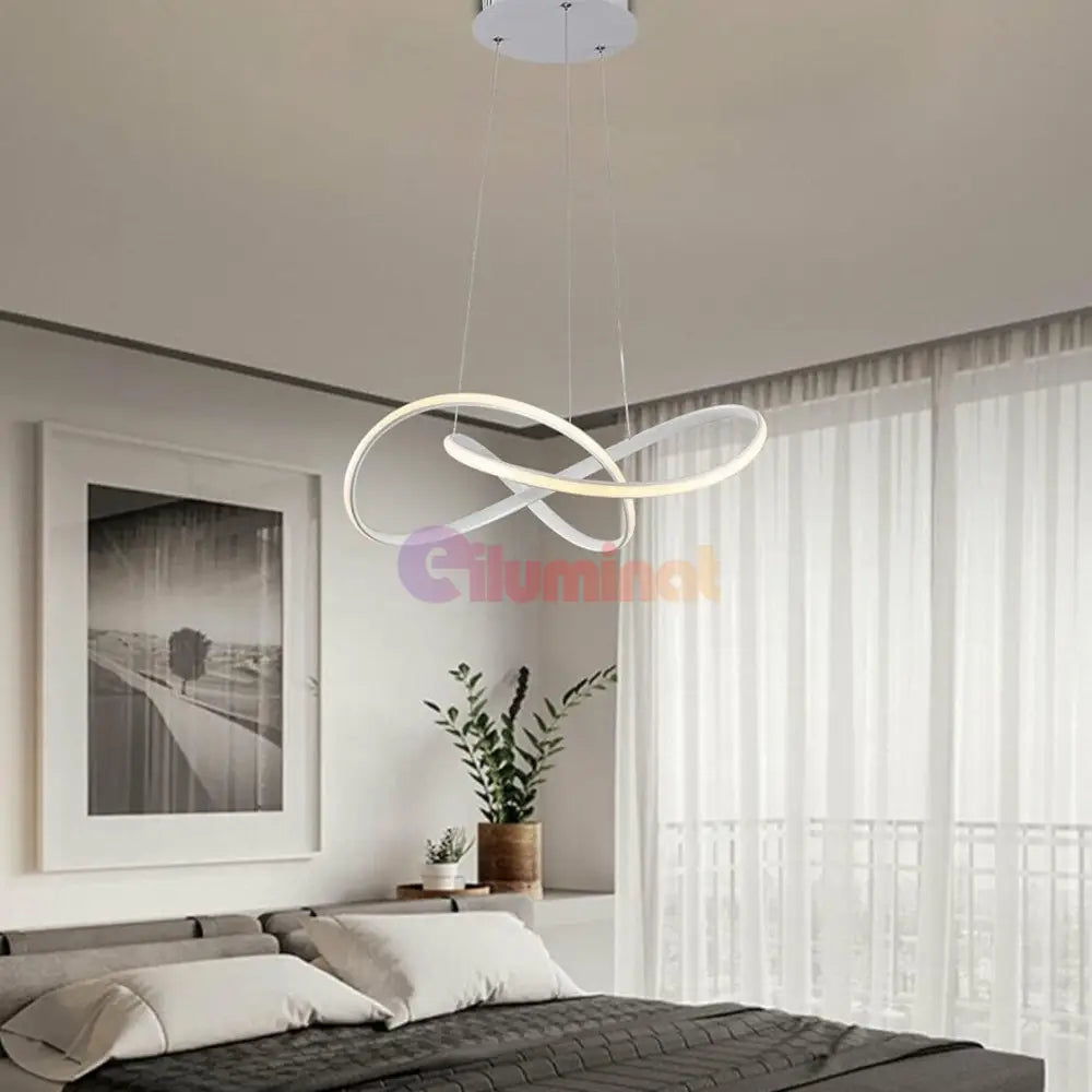 Lustra Led Suspendata Infinity Alba Telecomanda Echivalent 500W Lighting Fixtures