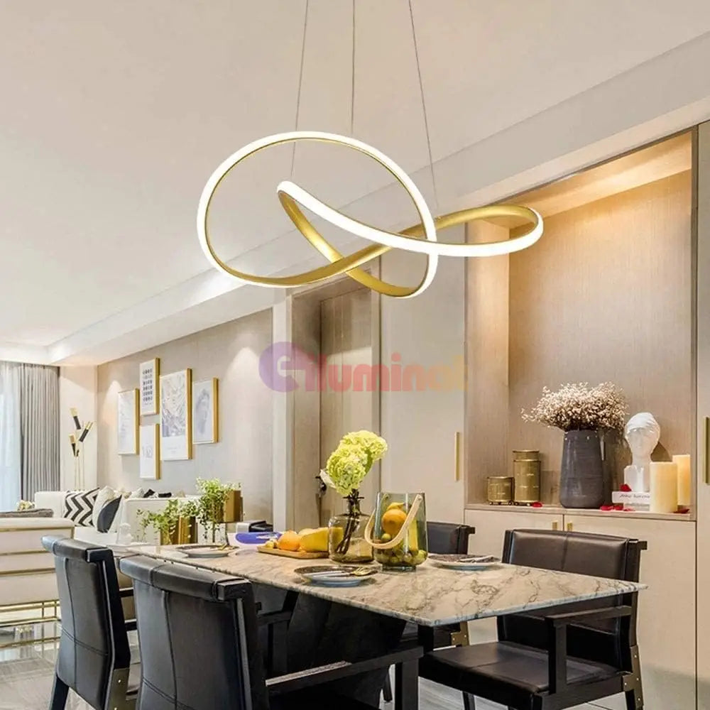Lustra Led Suspendata Infinity Gold Telecomanda Echivalent 500W Lighting Fixtures